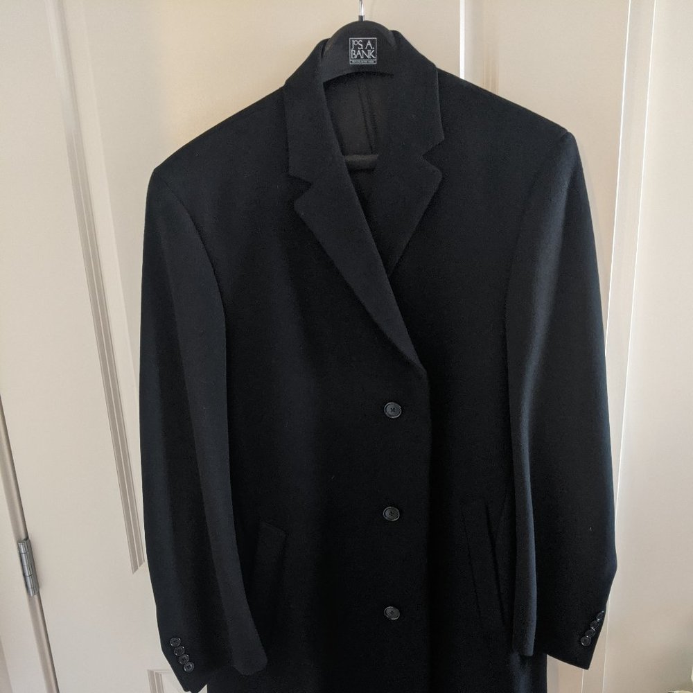 Jos A Bank Black Topcoat 42L